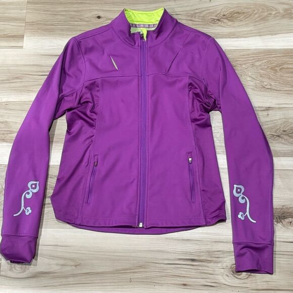 Athleta Purple Green Zip Up Jacket Women’s Medium - Picture 1 of 5